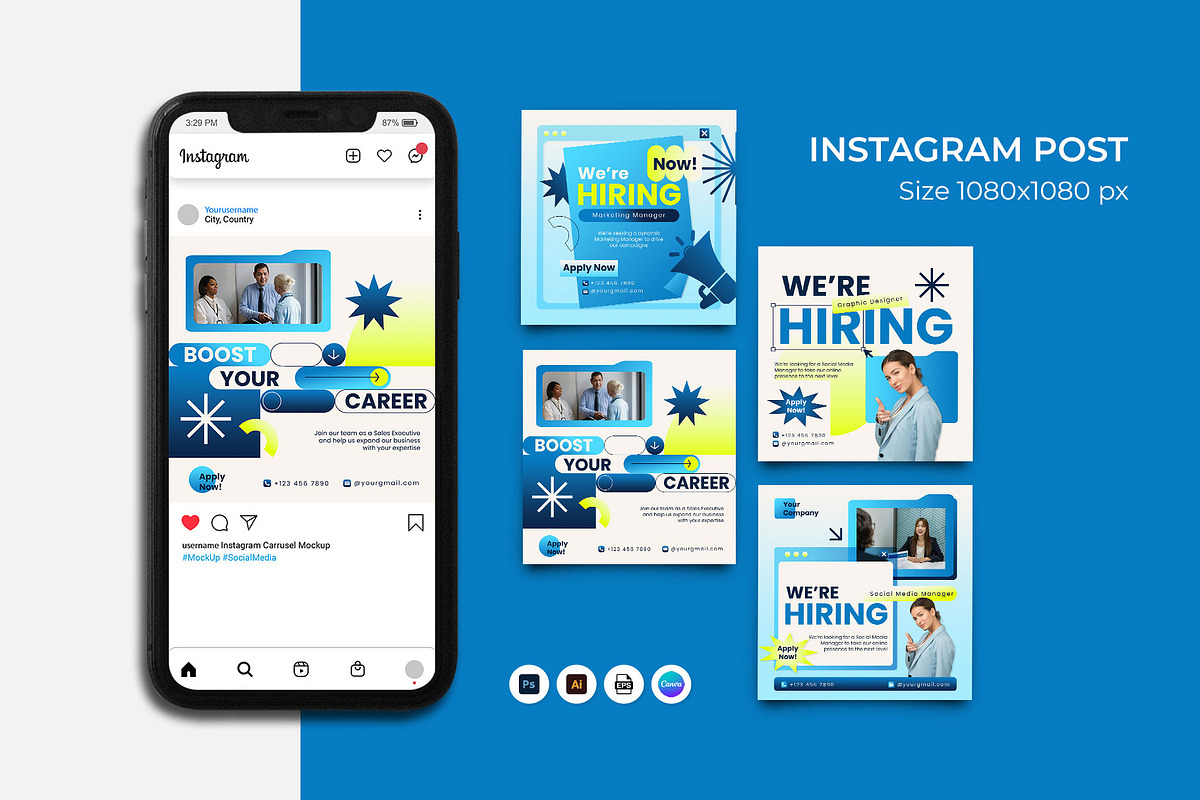 We're Hiring Instagram Post Template, a Social Media Template by Artnivora.Std (Photo 1 of 2)