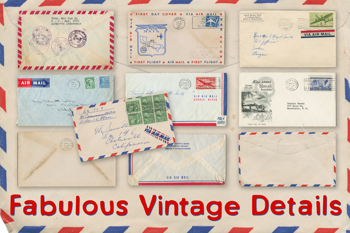 10 Retro Air Mail Envelopes preview 2