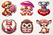 Cute Animals Valentine Clipart 2026, an Illustration by RobertsArt (Thumbnail 3 of 6)