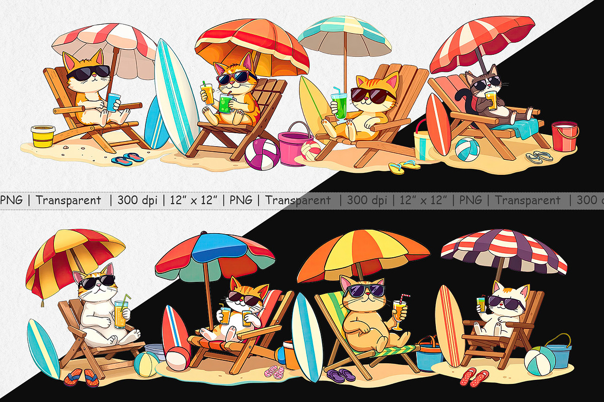 Summer Cat Clipart, a Graphic by Artnoy (Photo 2 of 5)