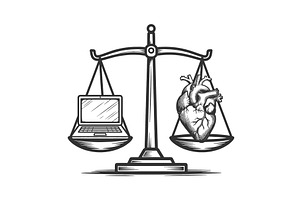 Balance Between Technology and Human, an Object Illustration by AlexArt