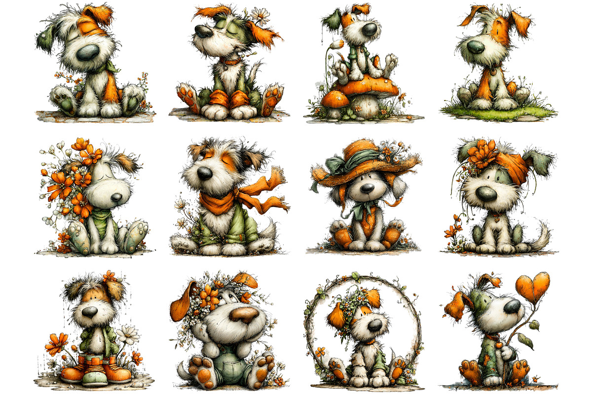 Whimsical Spring Dog Clipart, an Illustration by Designking (Photo 2 of 4)