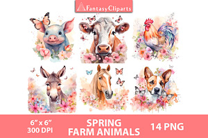 Spring Farm Animals Clipart