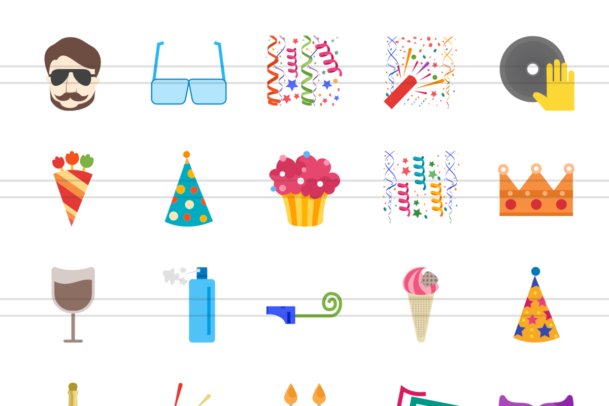 50 Party Flat Multicolor Icons preview 2