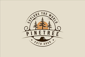 pines tree logo vintage vector, a Branding & Logo Template by zyxroun shop