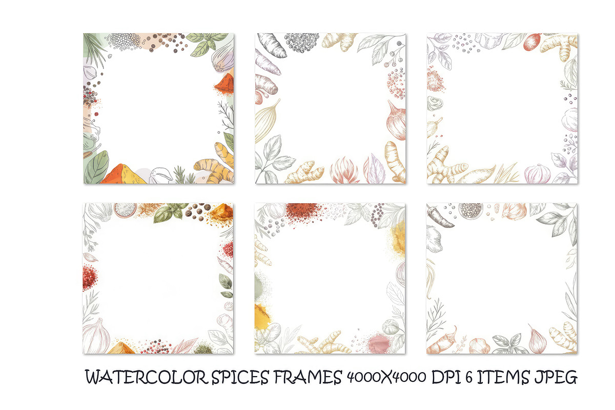 Frames of various spices and herbs, a Background Graphic by SketchArtStudio (Photo 1 of 3)