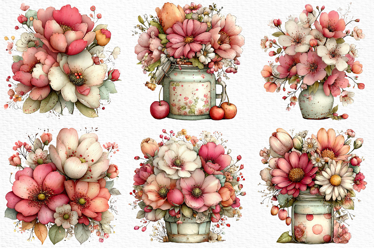 Whimsical Spring Flowers Clipart, an Illustration by Craft Nest (Photo 3 of 11)