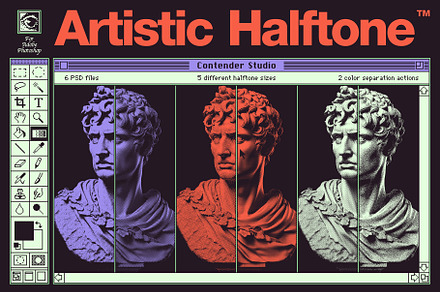 Artistic Halftone PSD file & Actions, an Action Add-On by Contender Studio
