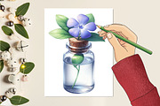 Periwinkle Flower Watercolor Clipart, an Illustration by RobertsArt (Thumbnail 6 of 7)