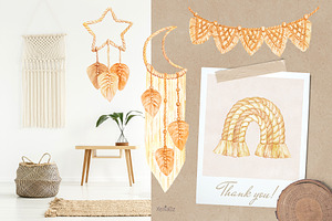 Watercolor Boho Macrame Clipart