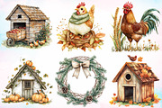 Watercolor Autumn Chicken Coop PNG, a Seasonal Illustration by Canvas Craft (Thumbnail 3 of 3)