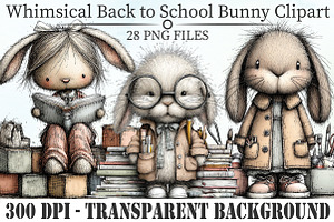 Whimsical Back to School Bunny PNG, an Animal Illustration by Libby Wishes