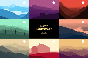 Vector Hazy Landscapes Bundle, an Illustration by BenDesigner