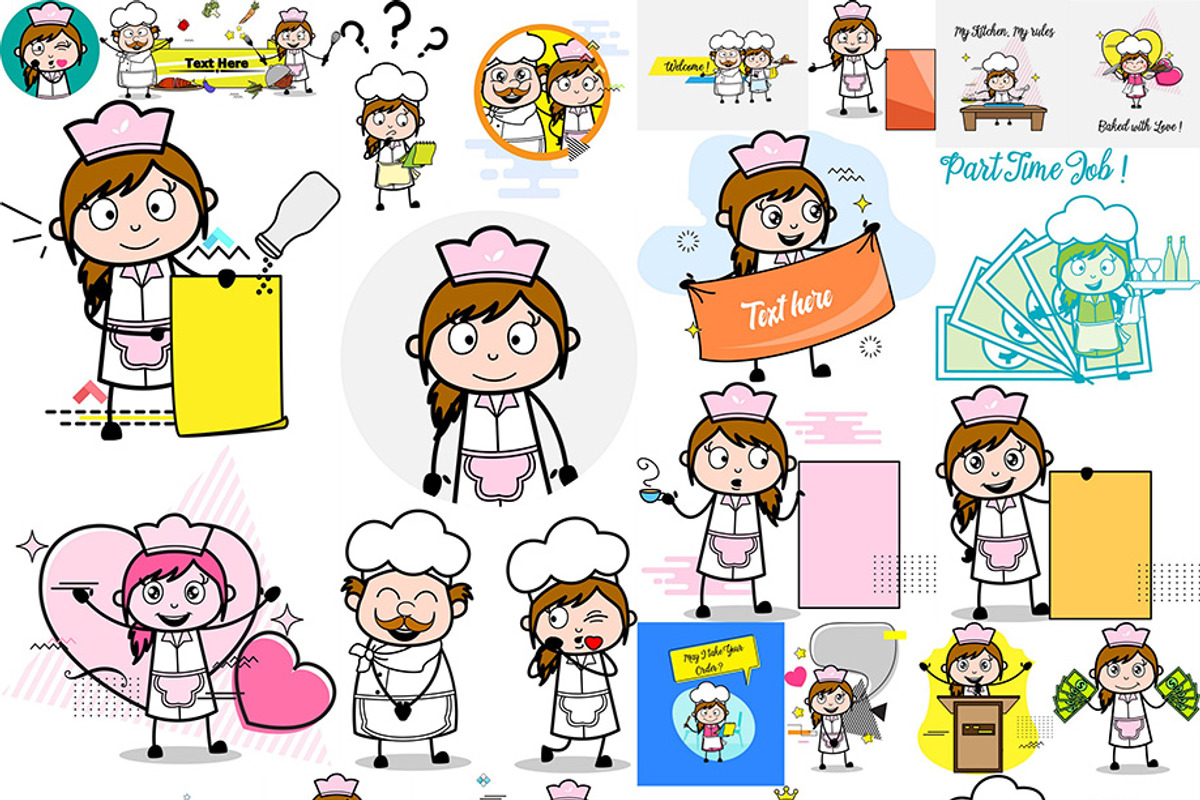 Waitress ~ Cartoon Character Set, a Food Illustration by The Toon Company (Photo 9 of 10)