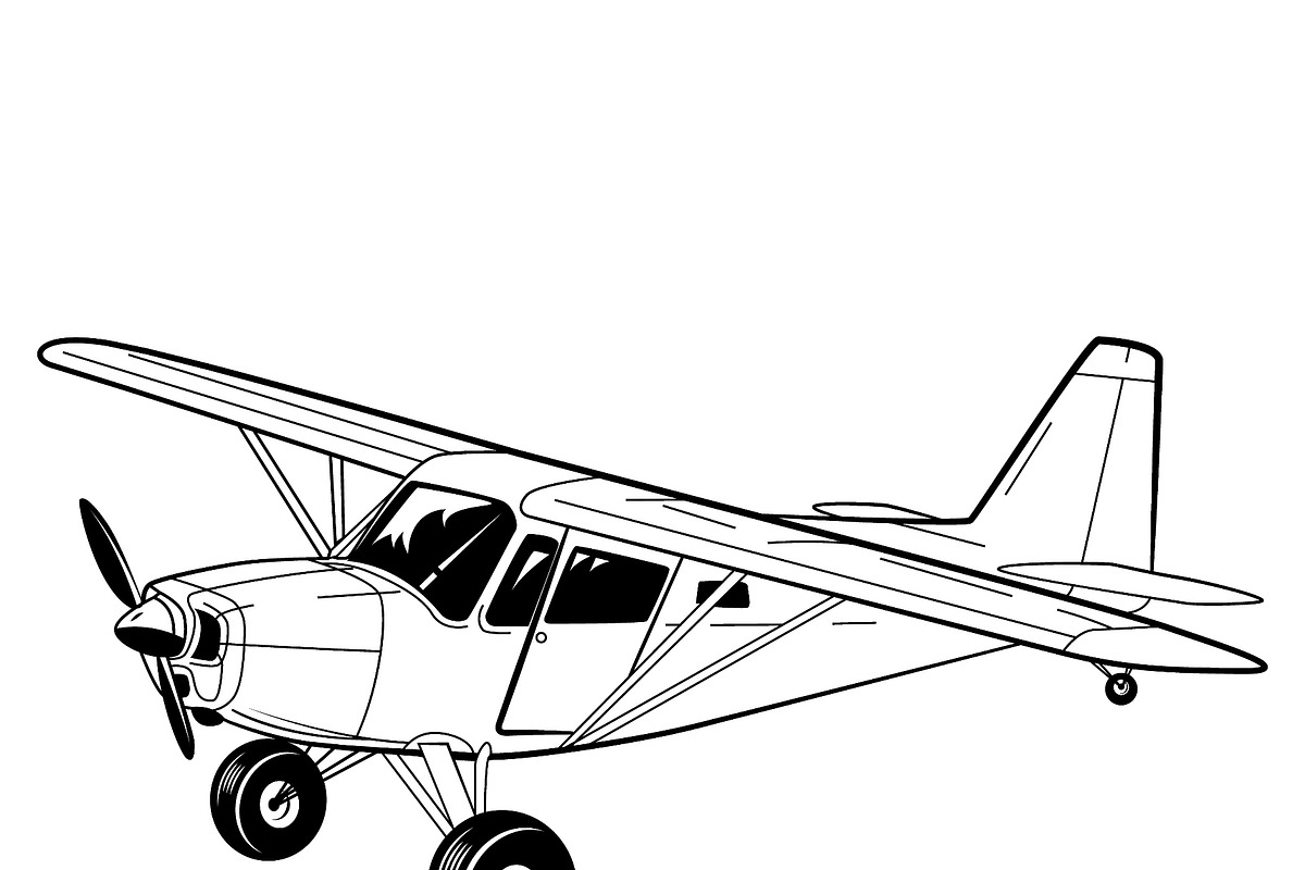 Black and white Stoll bush plane, a Transportation Illustration by LogosDen (Photo 3 of 3)
