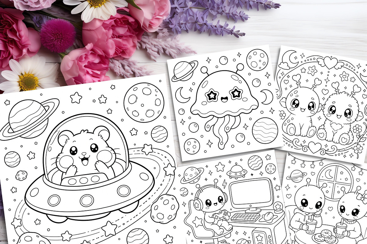 79 Printable Alien Coloring Pages, a Brochure Template by LA Design (Photo 7 of 10)