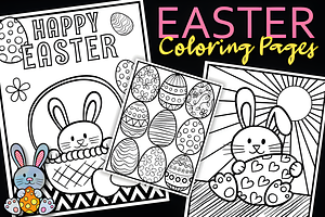 Kids Easter Egg Themed Coloring Page, a Seasonal Illustration by Coco Bloom