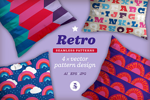4 Retro Seamless Vector Pattern