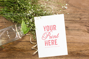 Rustic 5x7 Invitation Card Mockup