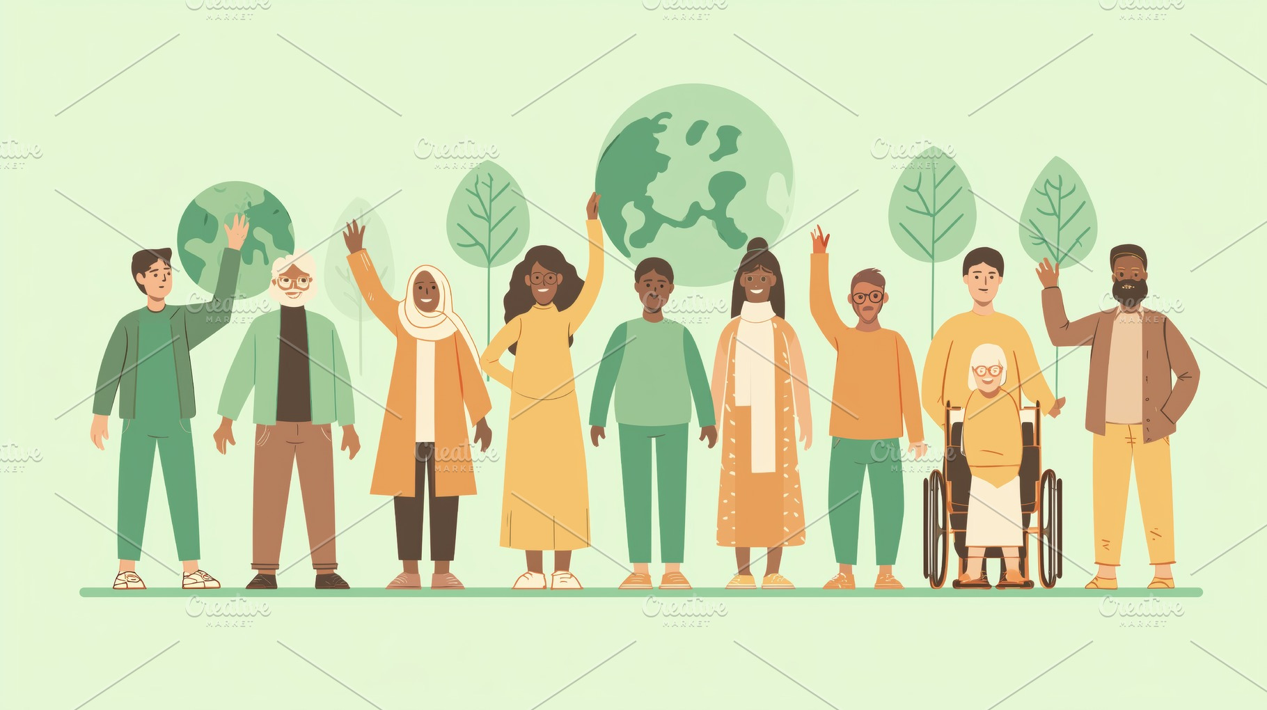 A diverse group of people standing together, raising their hands in celebration, a Person Photo by Textures & Backgrounds