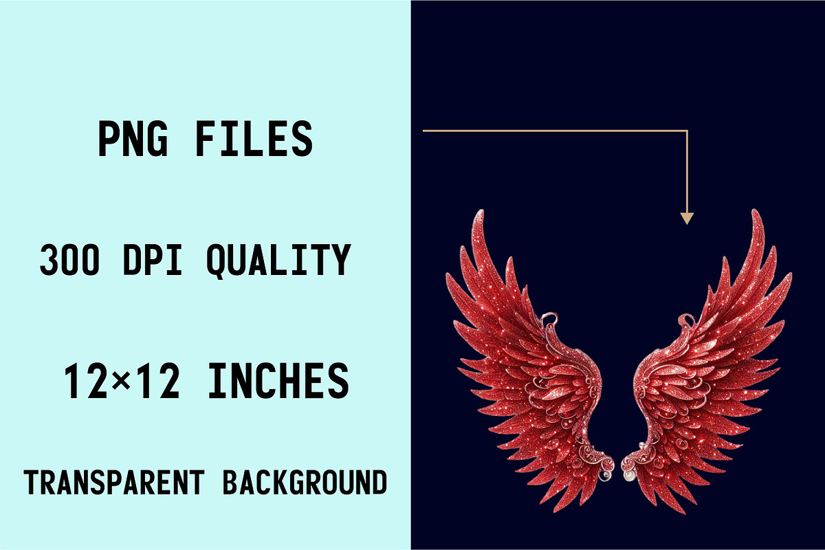Glitter Angel Wings Sublimation Clip, an Illustration by SVGArt (Photo 5 of 8)
