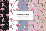 Pink carnation pattern set., a Pattern Graphic by OlyaGutArt (Thumbnail 7 of 7)