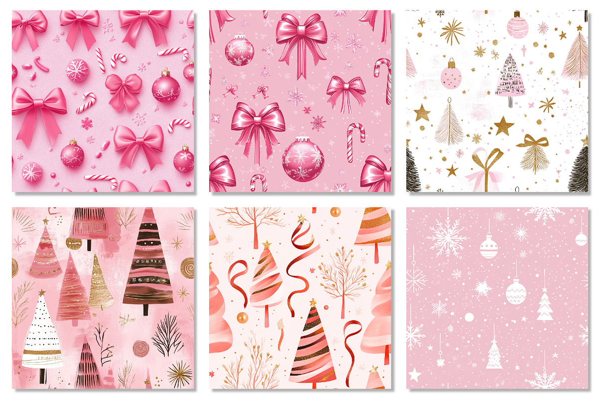 Pink Modern Christmas Digital Paper, a Texture Graphic by Dream Creation (Photo 7 of 7)