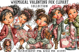 Whimsical Valentine Girl Clipart, an Illustration by OK Design