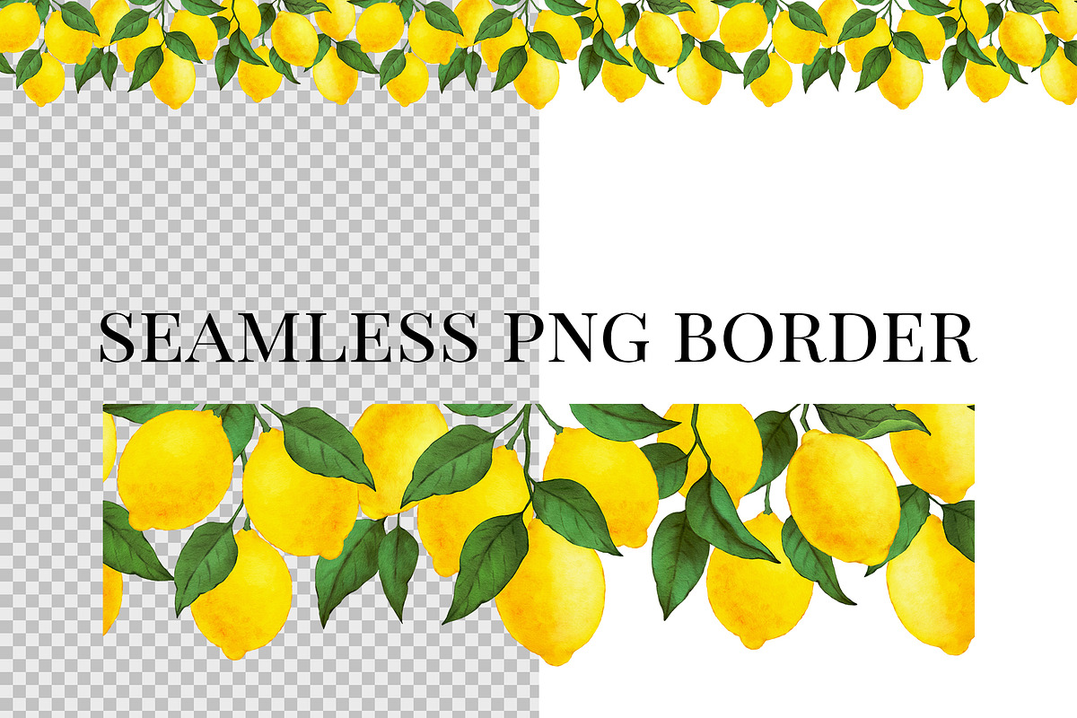 Watercolor Lemon borders png., a Graphic by ARTVracovska (Photo 2 of 5)