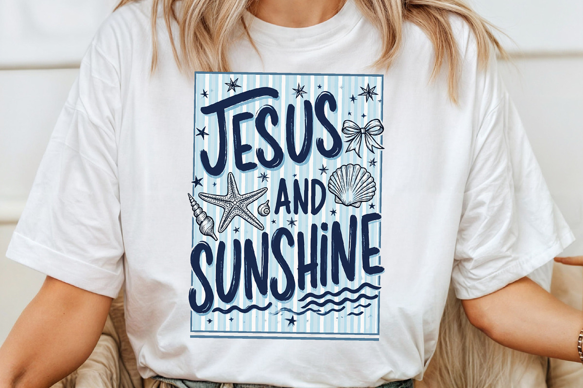 Jesus and Sunshine Summer Beach PNG, a Seasonal Illustration by Sublimation Artist (Photo 4 of 9)