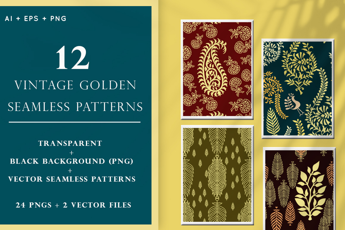 Vintage Golden Stamp Patterns, a Pattern Graphic by Design Unique (Photo 1 of 12)