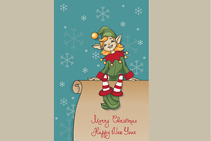 Loughting elf sitting on a scroll