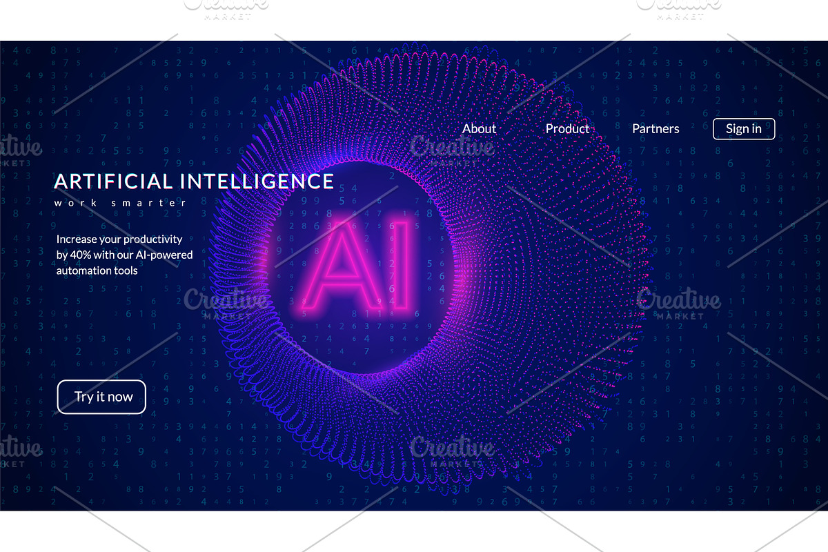 Ai Dots Background. Abstract Tech Bg, a Technology Illustration by Holo Art