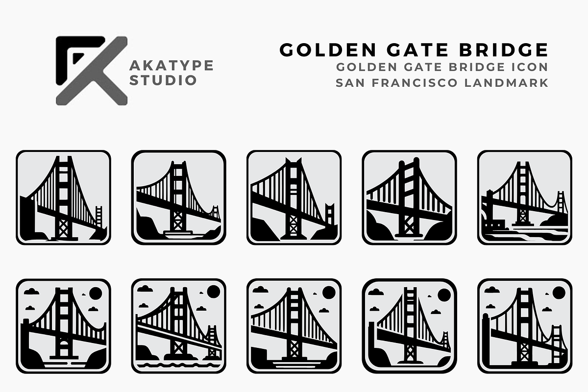 Golden Gate Bridge Vector Icon, a Solid Icon by Akatype Studio (Photo 1 of 3)