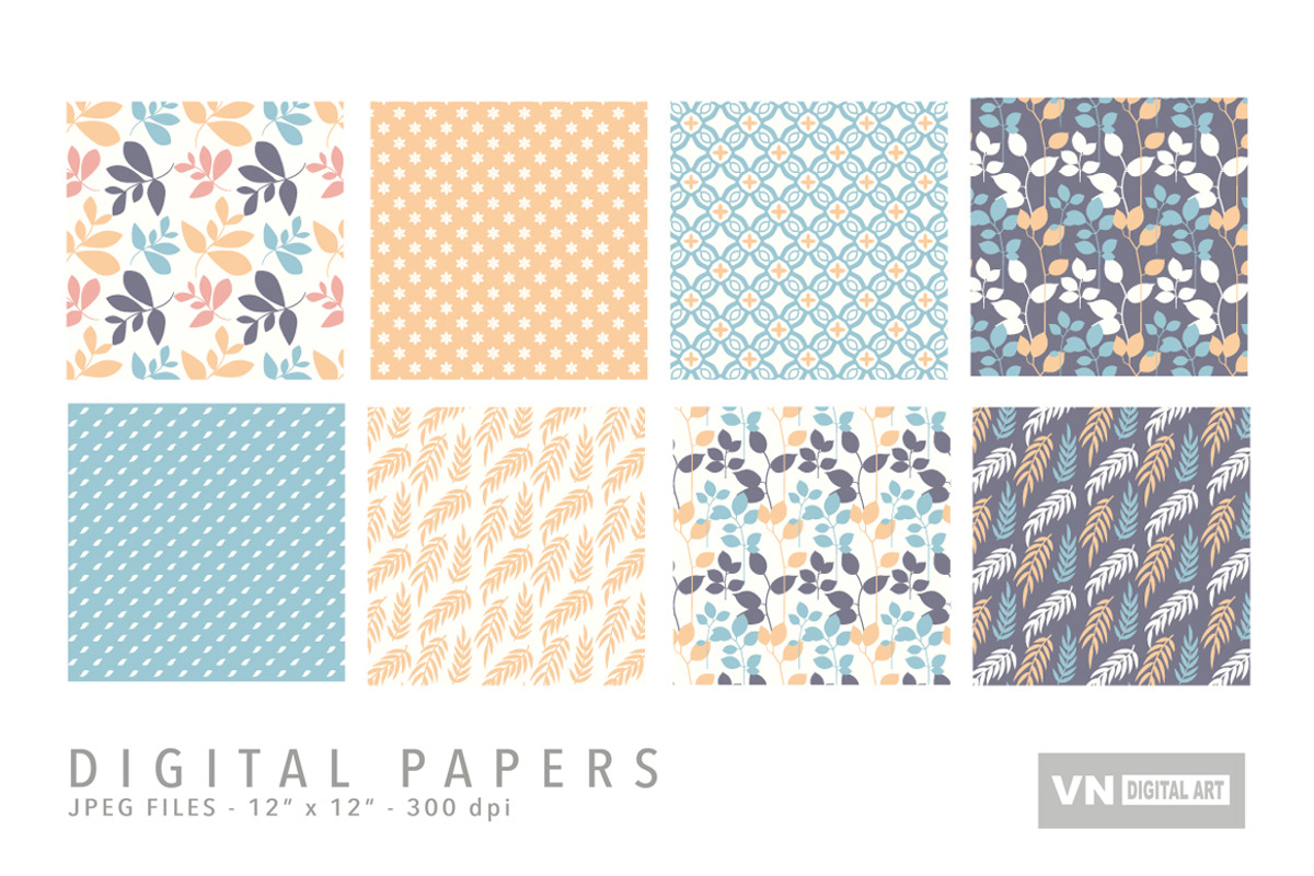 Digital Papers - Leaves - 102, a Pattern Graphic by VN Digital Art