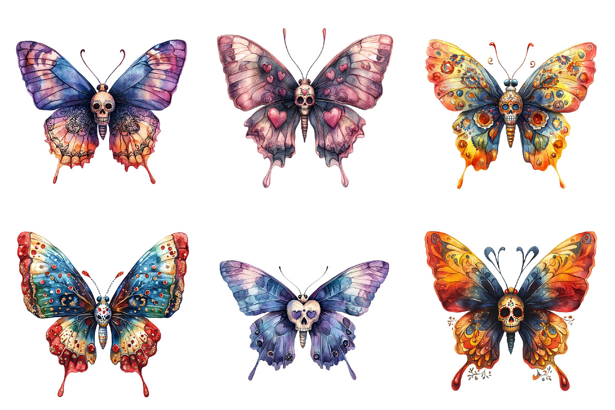 Sugar Skull Butterfly PNG, an Illustration by SinaCreation (Photo 4 of 5)