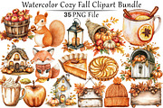 Watercolor Cozy Fall Clipart Bundle, a Seasonal Illustration by CitraGraphics (Thumbnail 1 of 8)