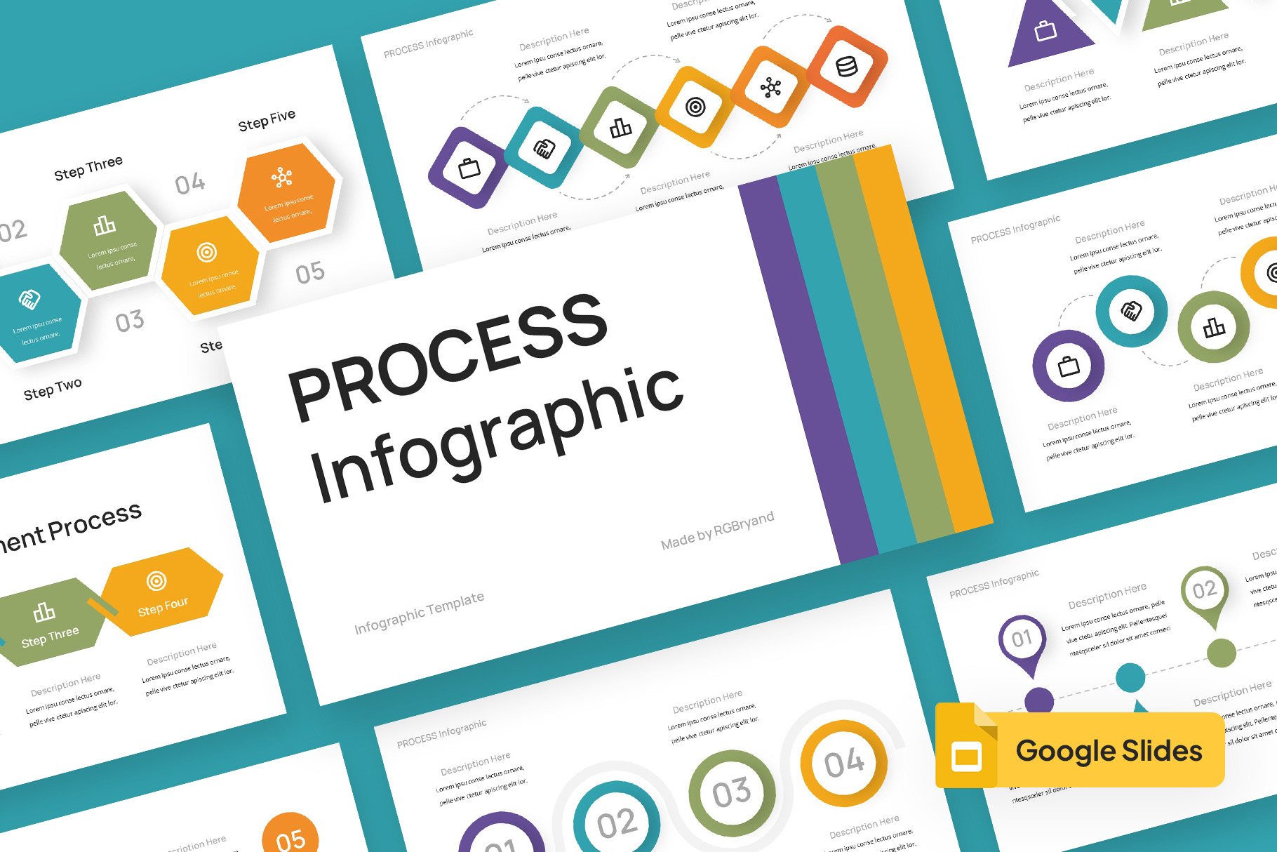 PROCESS Infographic Google Slides, a Presentation Template by rgbryand
