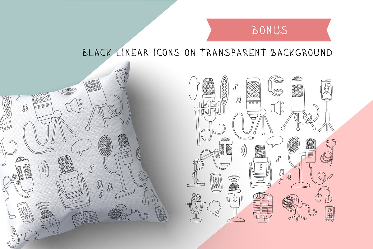Podcast – vector cliparts set, an Object Illustration by Lana Sham (Photo 10 of 13)
