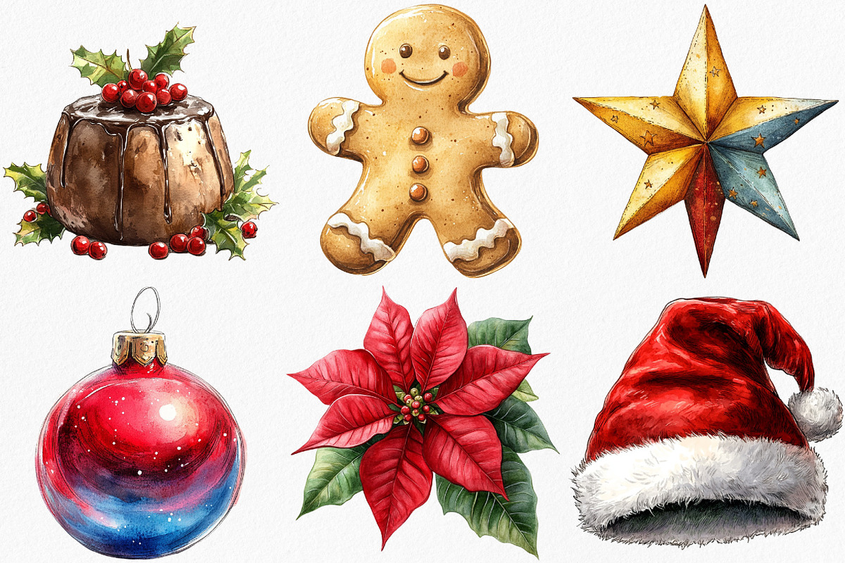 Vintage Drawing Christmas Clipart, an Illustration by Canvas Craft (Photo 3 of 7)