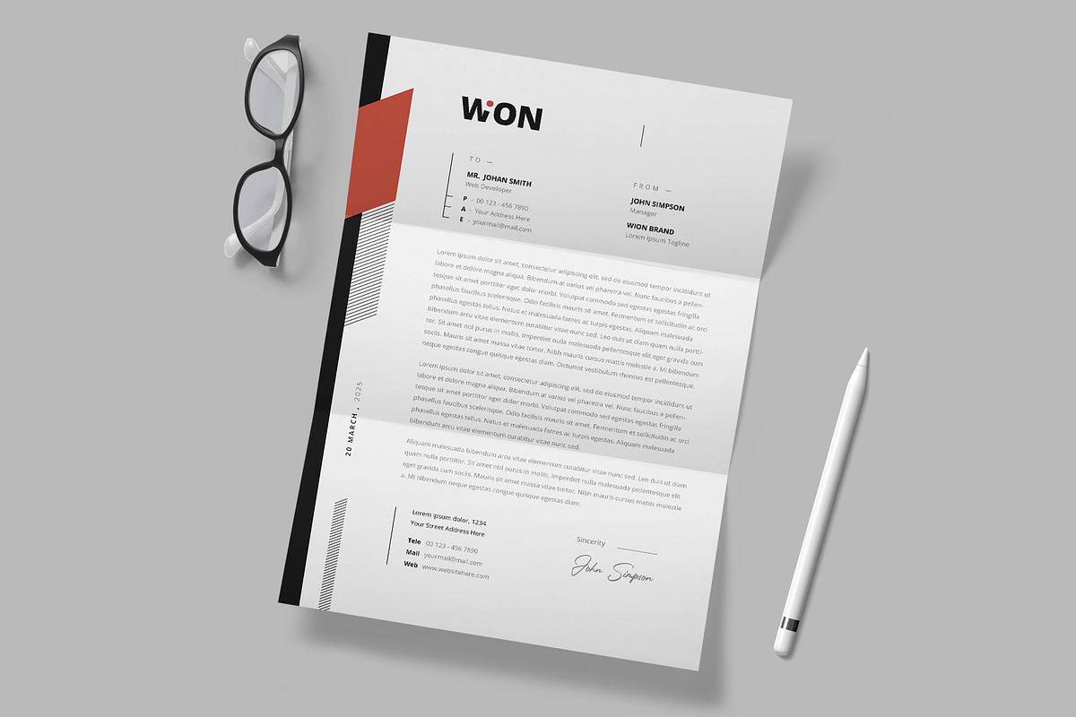 Clean Letterhead | Word, a Stationery Template by Pixelpick (Photo 3 of 3)