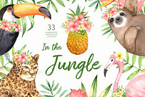 In the Jungle Watercolor Clipart