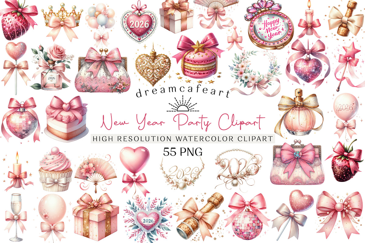 Coquette Happy New Year Party, an Illustration by DreamCafeArt (Photo 1 of 6)