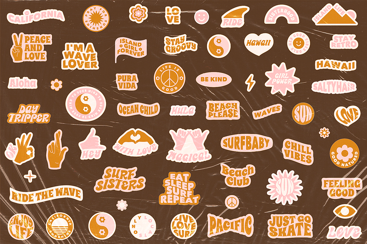 Retro Stickers Surfing Summer Vibes, an Object Graphic by Ayya Studio (Photo 9 of 15)