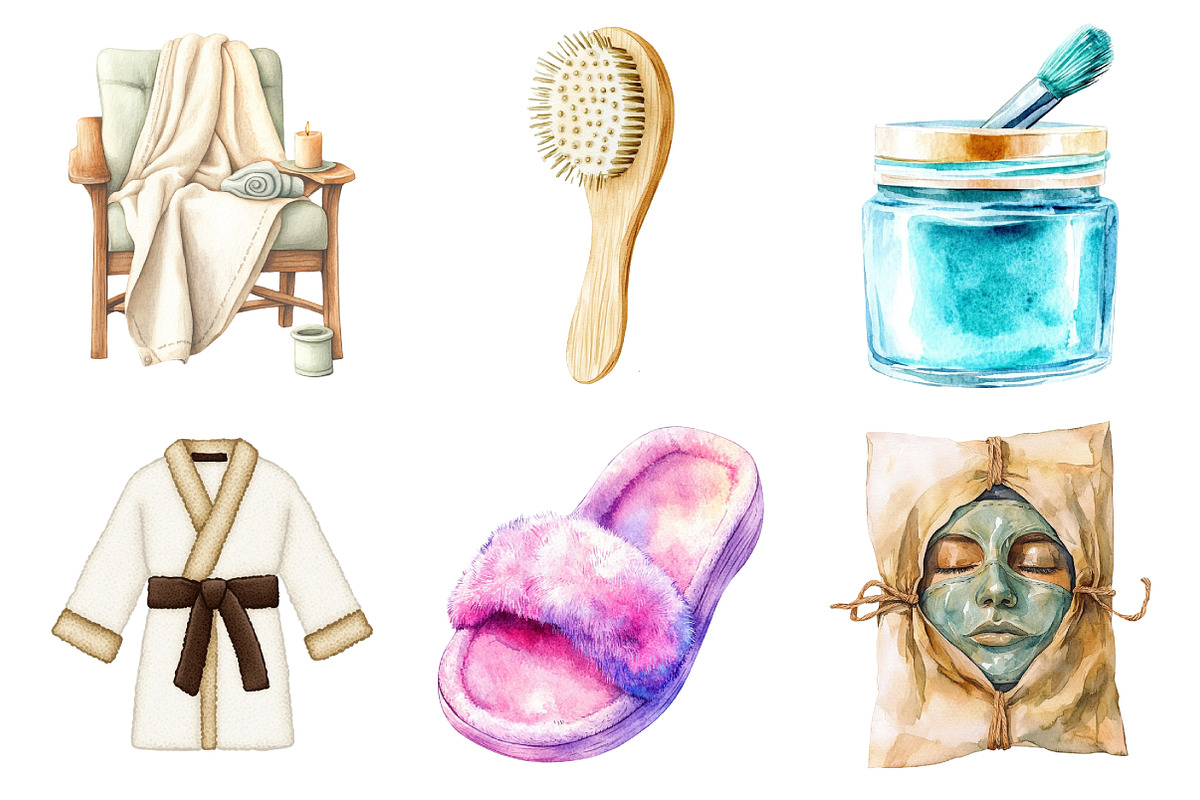 Cozy Winter Spa Watercolor Clipart, an Illustration by Daily.Designs (Photo 4 of 5)