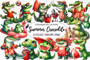 Summer Crocodile Character Clipart, an Illustration by Designworld