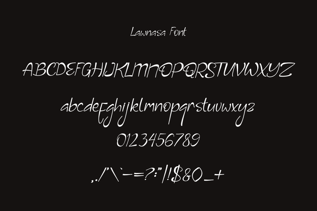 Lawnasa - Aesthetic Font, a Handwritten Font by Iqsiart Studio (Photo 5 of 6)