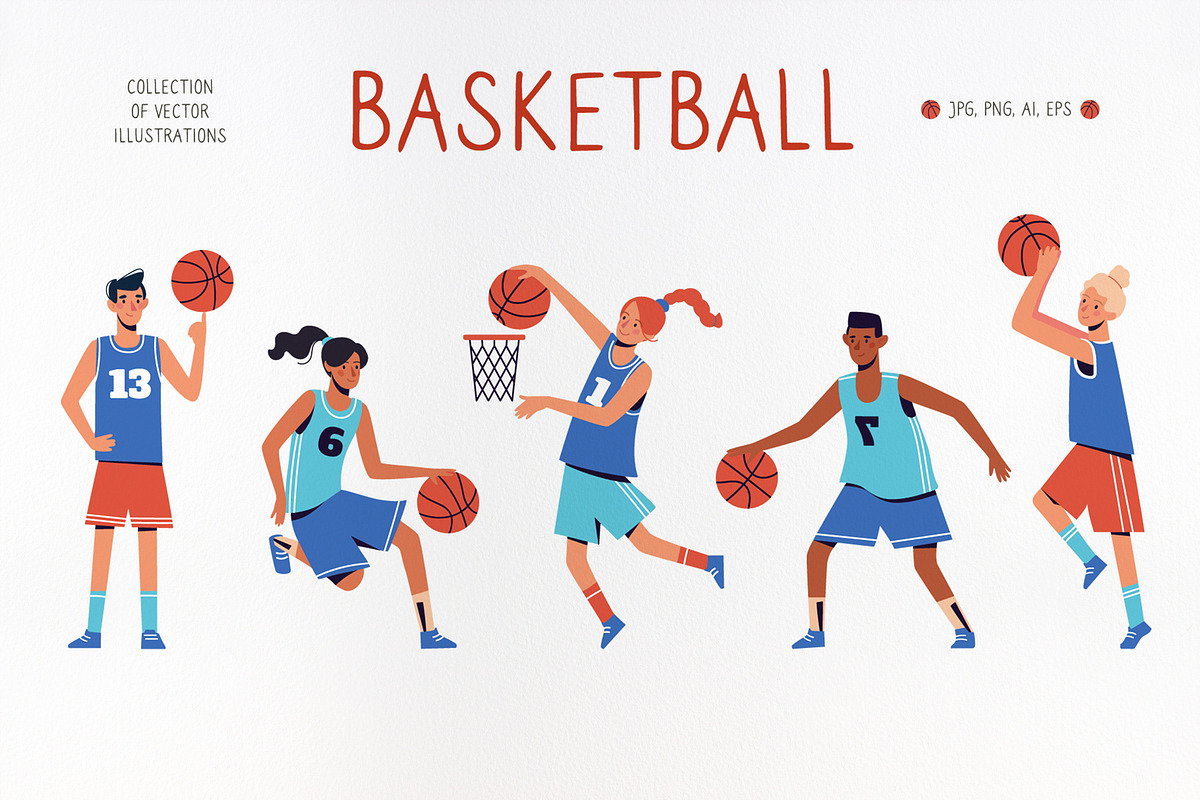 Basketball players. Illustrations, an Illustration by Anna Summer (Photo 1 of 5)