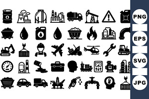 Industrial Oil And Energy Icons Set, an Illustration by designvectx