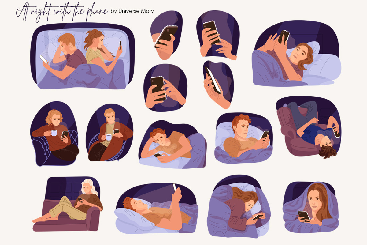 Night with the phon Vector Clipart, a Person Illustration by Universe Mary (Photo 3 of 8)